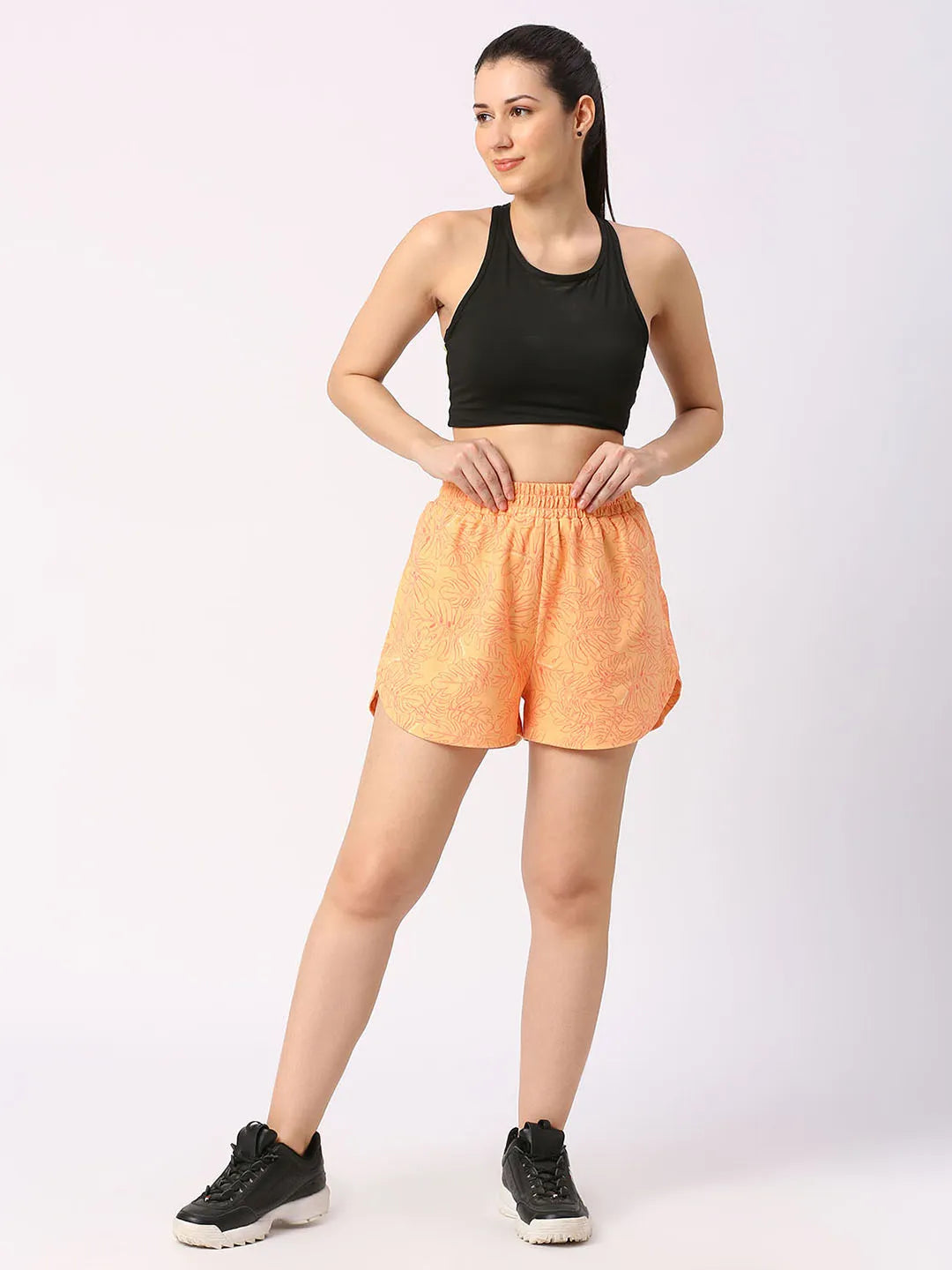 Women Relaxed Fit Shorts-Amber Yellow by Being Human Clothing