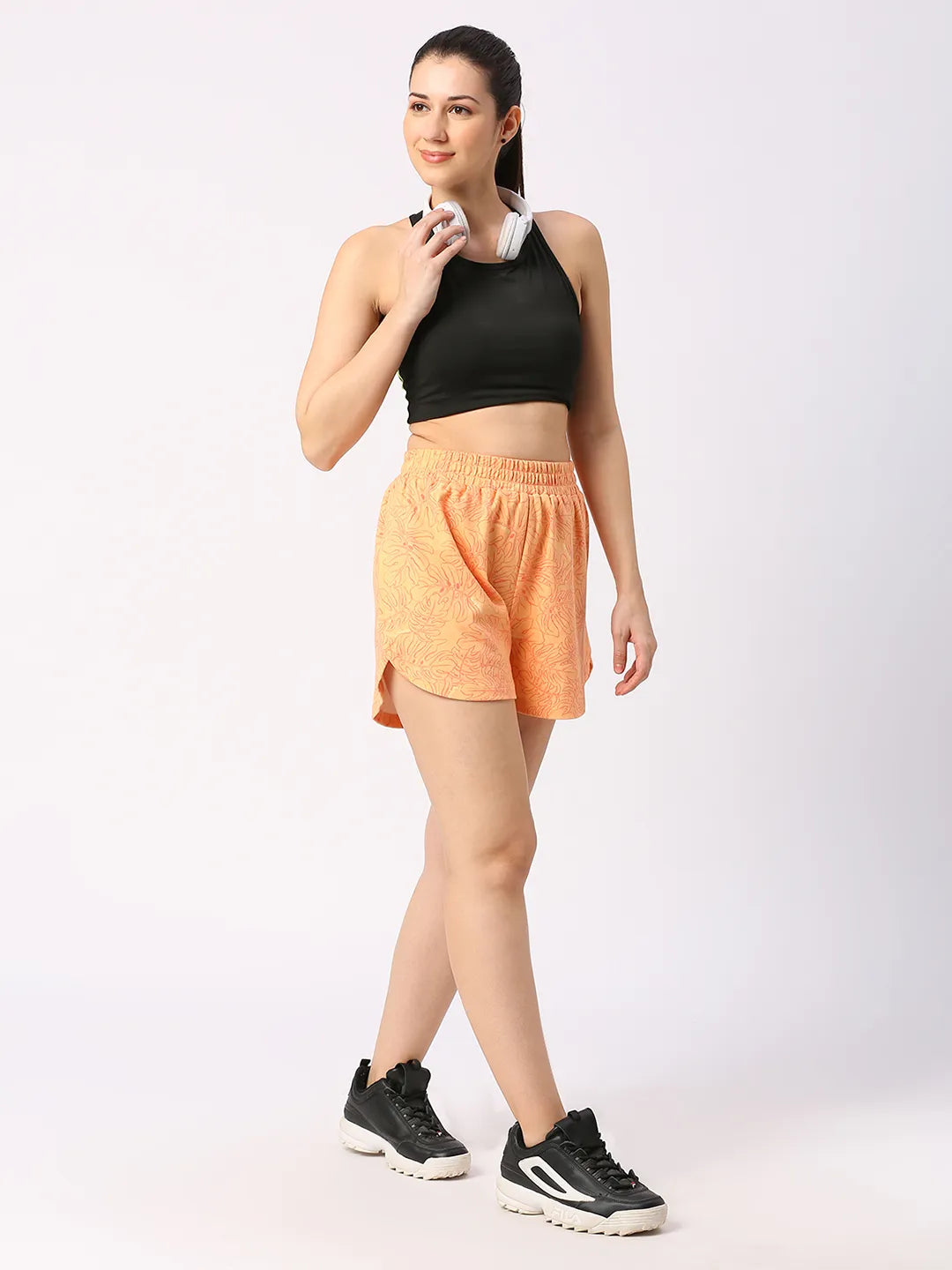 Women Relaxed Fit Shorts-Amber Yellow by Being Human Clothing
