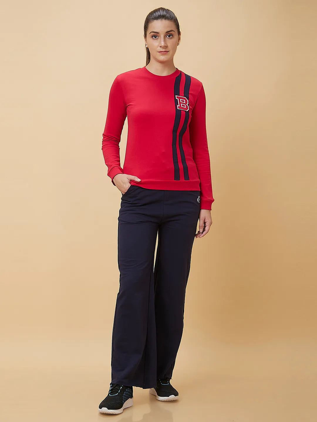 Being Human Clothing Women Regular Fit Crew Neck Track Red