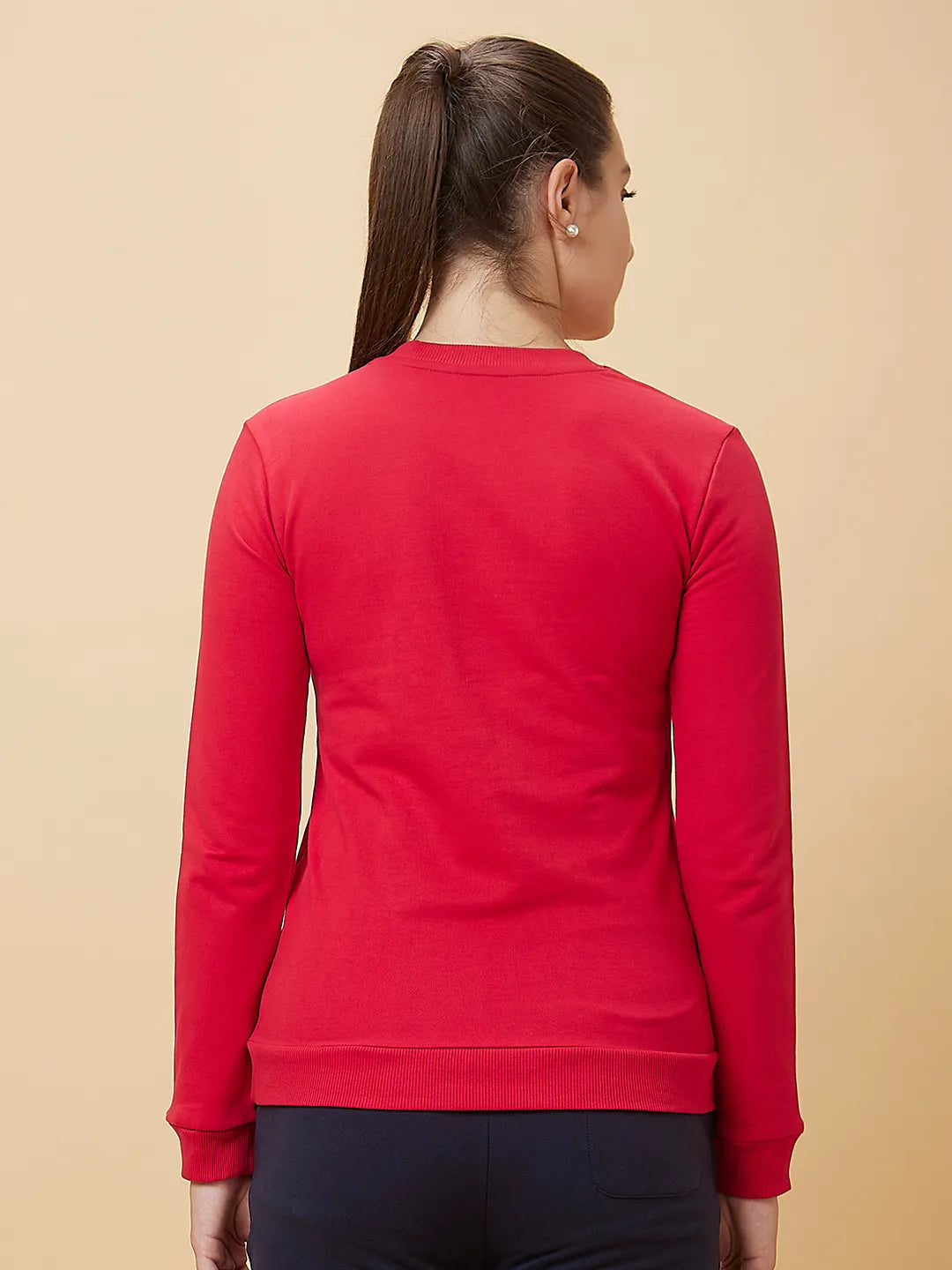 Being Human Clothing Women Regular Fit Crew Neck Track Red