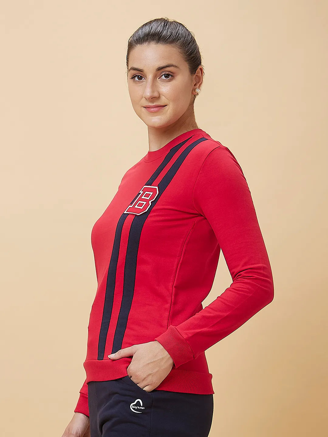 Being Human Clothing Women Regular Fit Crew Neck Track Red