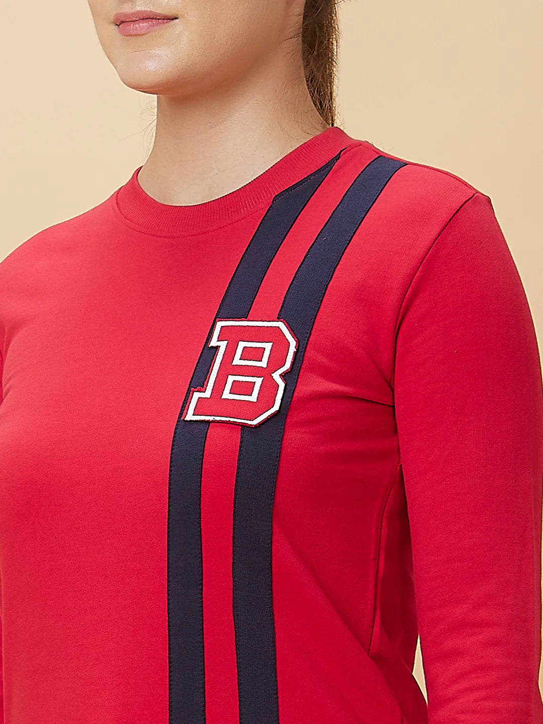 Being Human Clothing Women Regular Fit Crew Neck Track Red