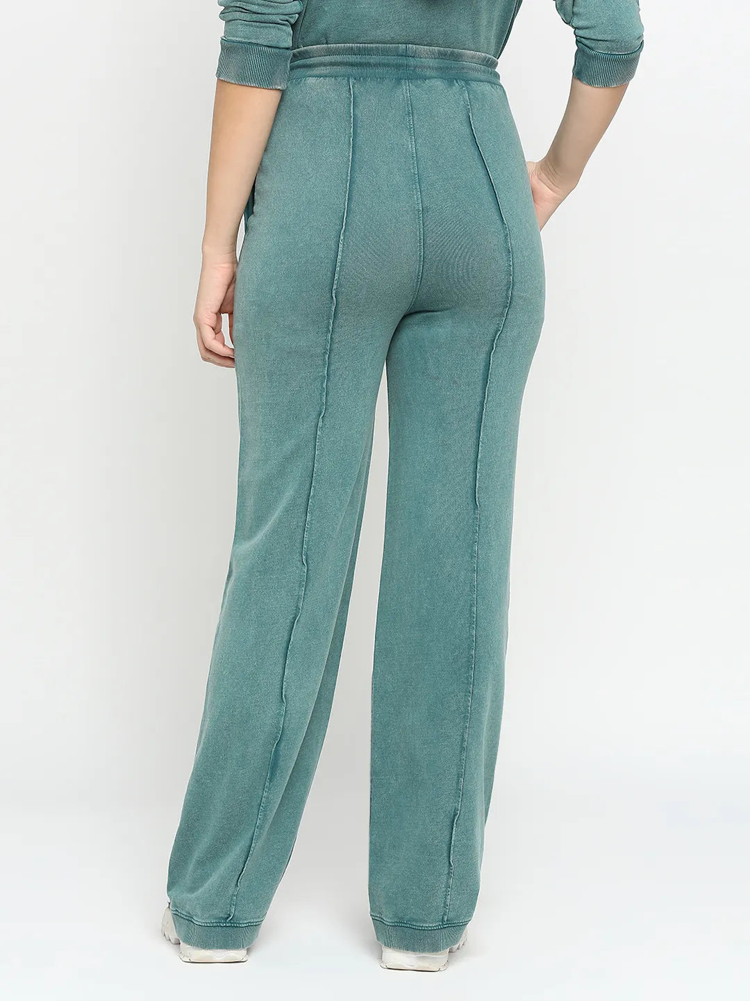 Green Wide Leg Fit Women's Cotton Track Pants By Being Human Clothing