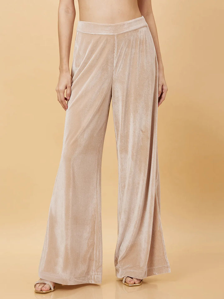 Beige Wide Leg Fit Women's Track Pants