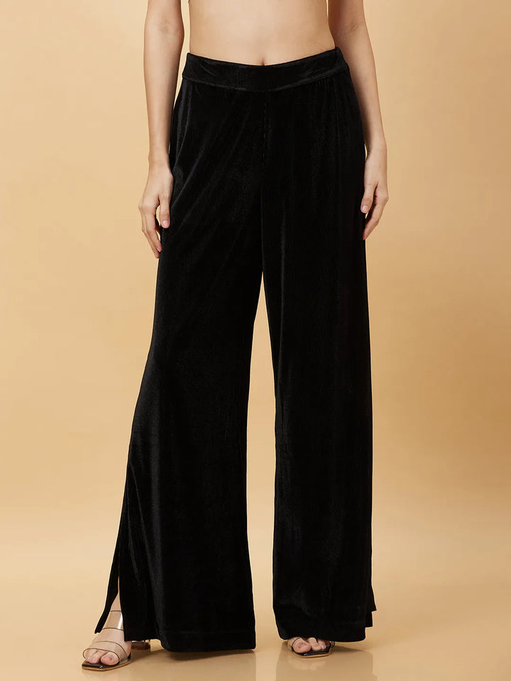 Black Wide Leg Fit Women's Track Pants