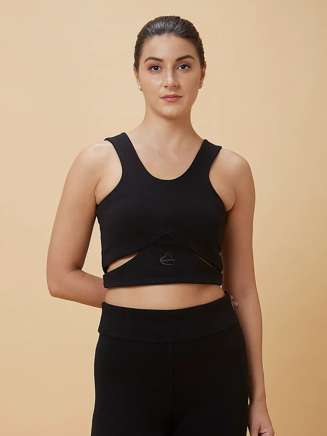 Being Human Clothing Women Cropped Fit Crew Neck T-Shirts Black