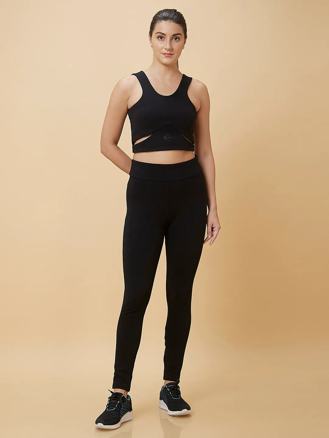 Being Human Clothing Women Cropped Fit Crew Neck T-Shirts Black