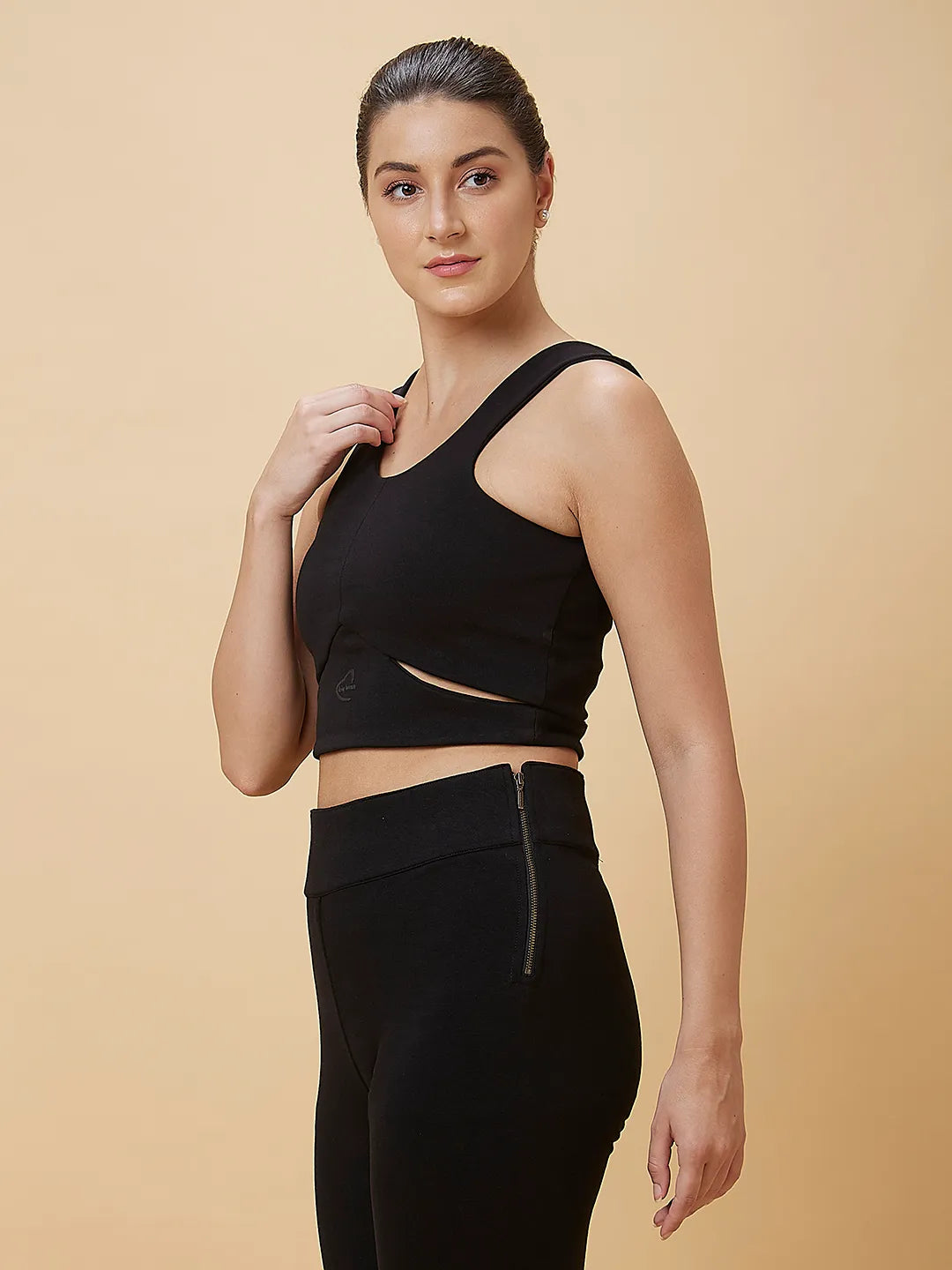 Being Human Clothing Women Cropped Fit Crew Neck T-Shirts Black