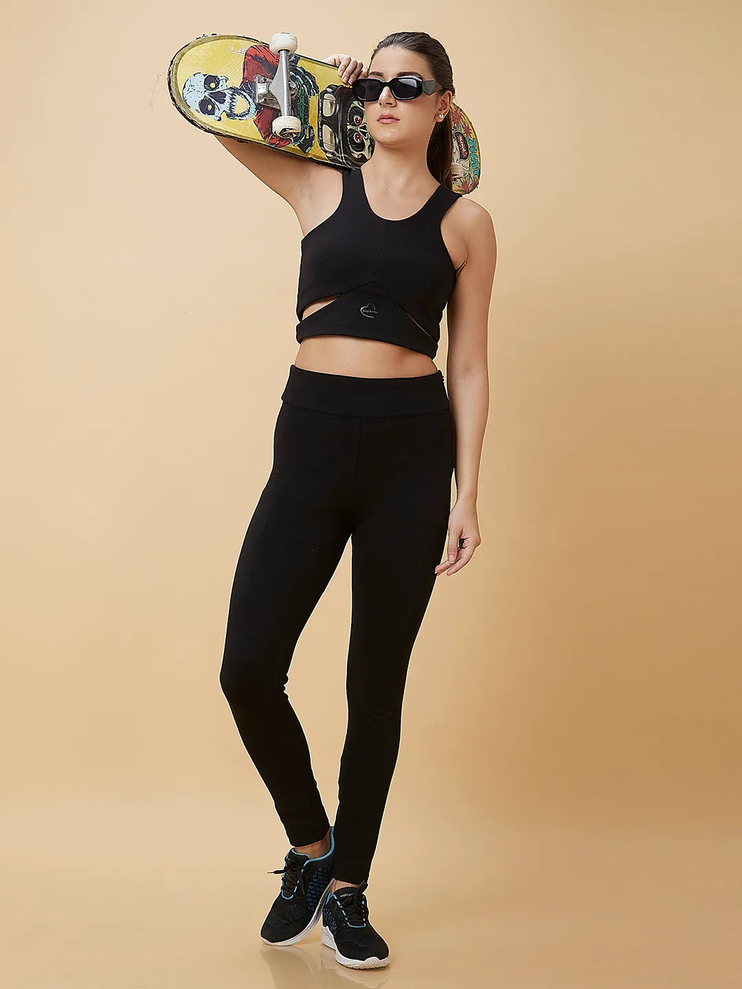 Being Human Clothing Women Cropped Fit Crew Neck T-Shirts Black