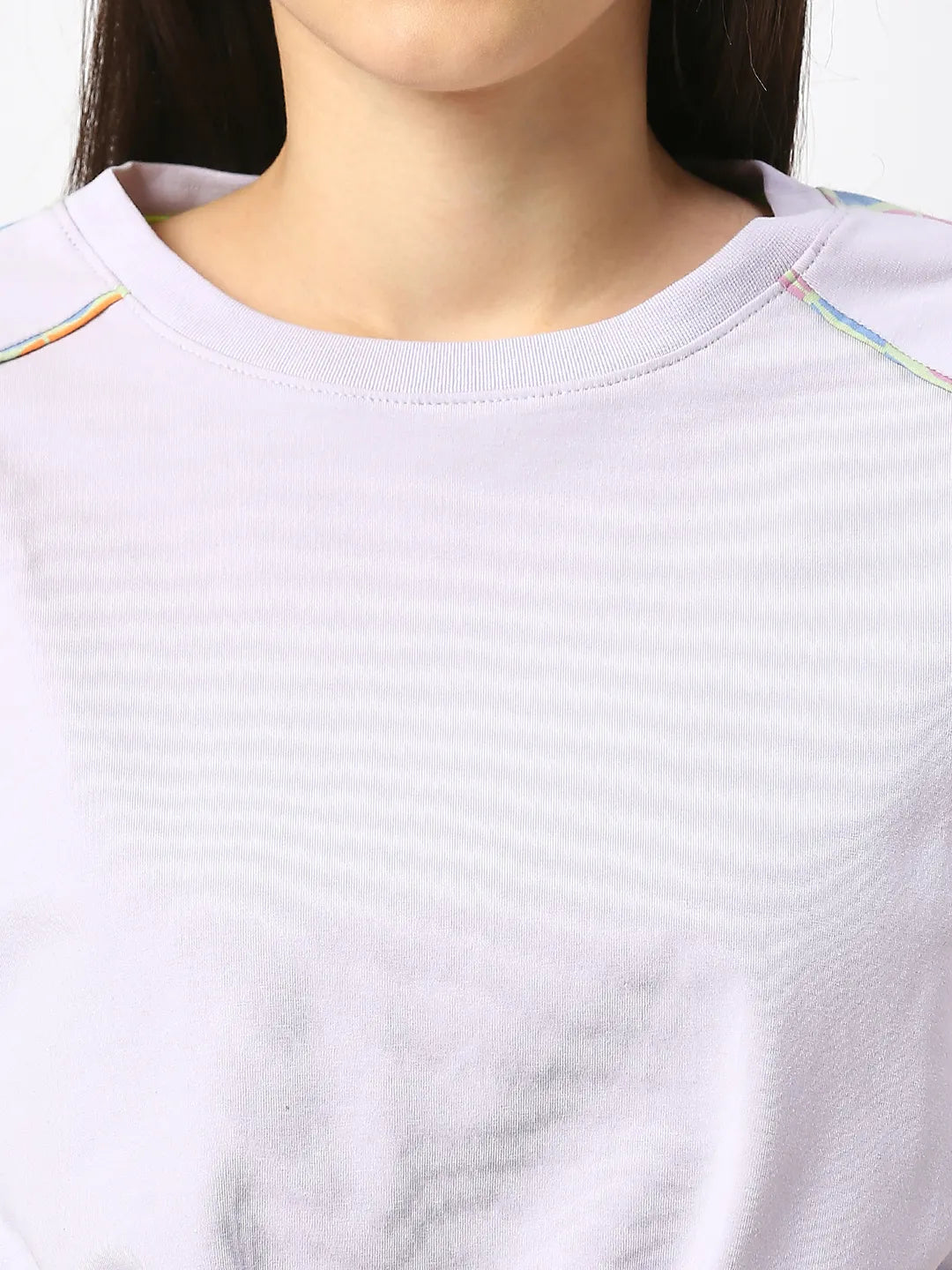 Being Human Clothing Women Boxy Crop  Fit Crew Neck-Pastel Lilac