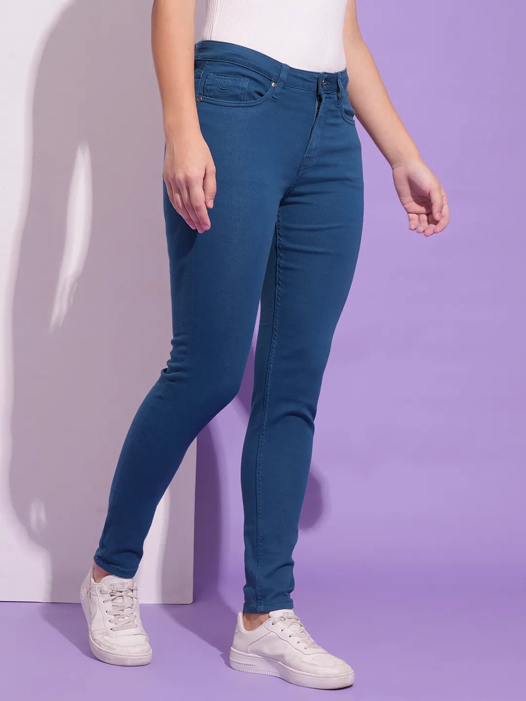 Being Human Clothing Women Mid Rise Skinny Fit None Denim Blue Coral