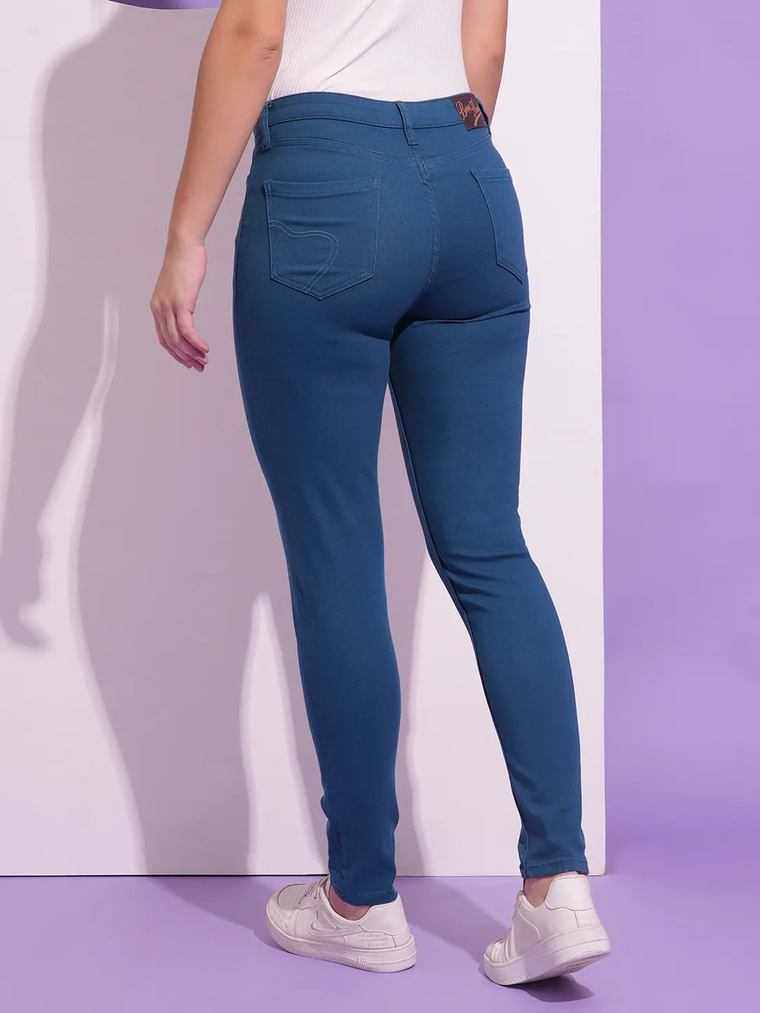 Being Human Clothing Women Mid Rise Skinny Fit None Denim Blue Coral