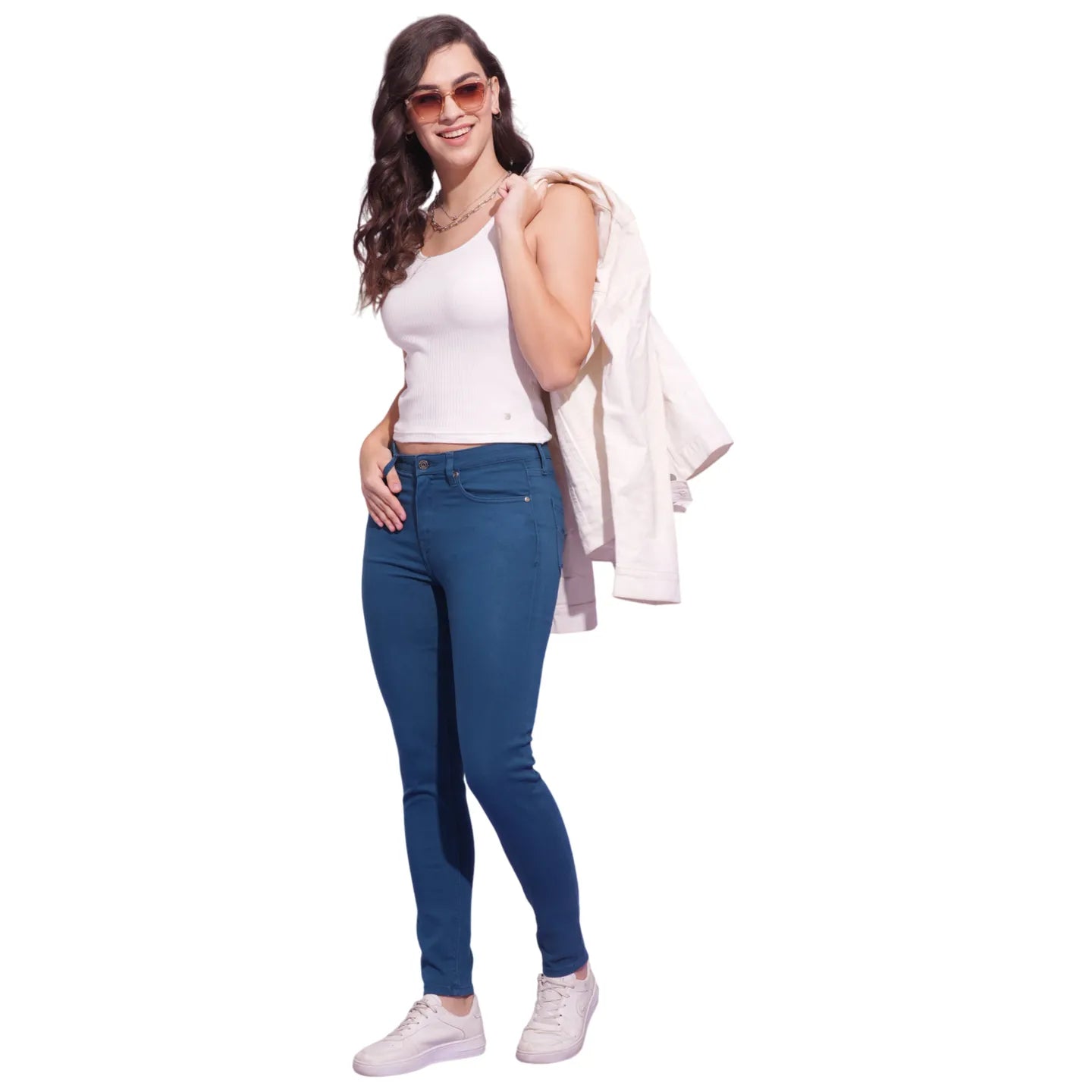 Being Human Clothing Women Mid Rise Skinny Fit None Denim Blue Coral