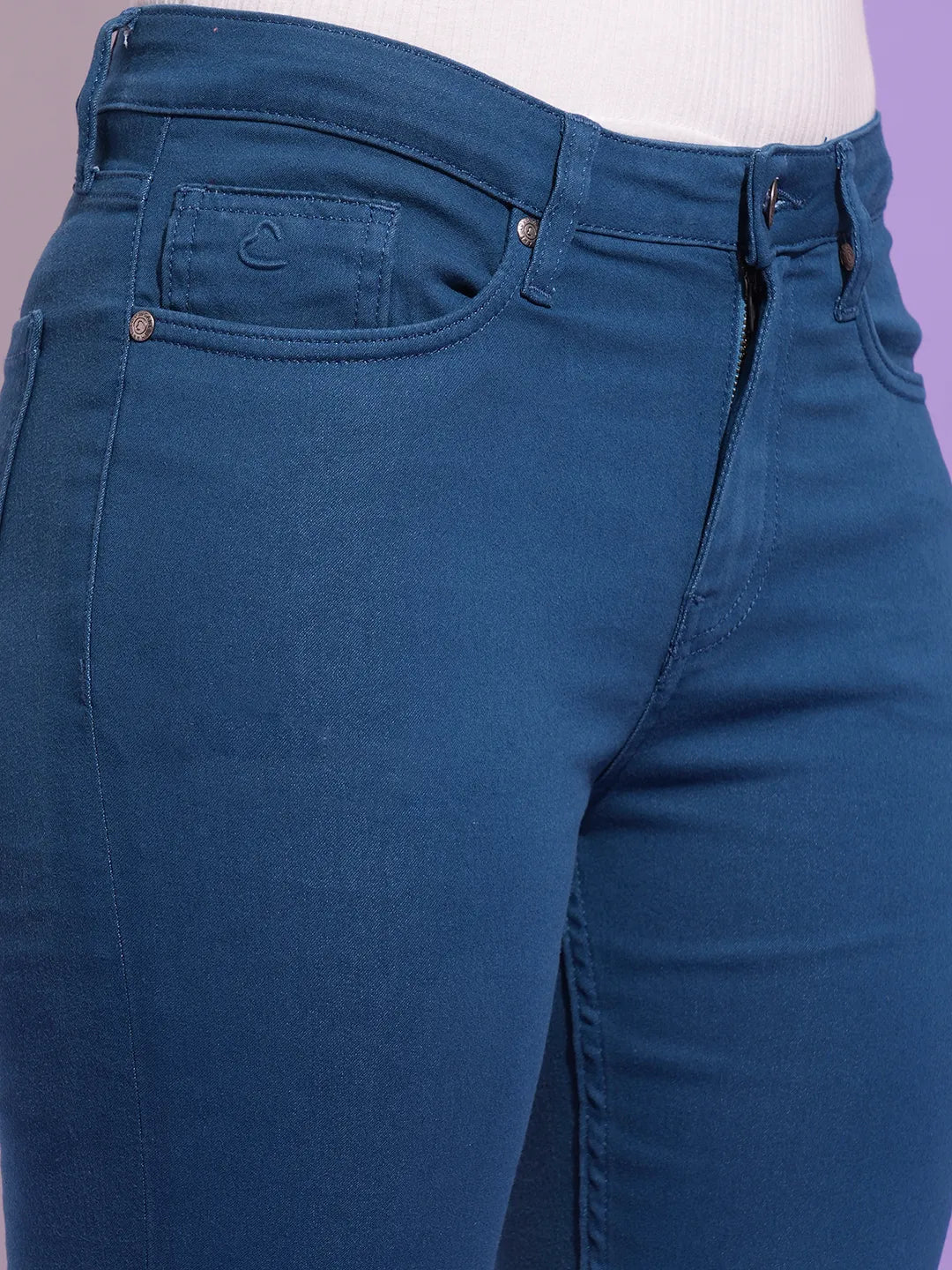 Being Human Clothing Women Mid Rise Skinny Fit None Denim Blue Coral