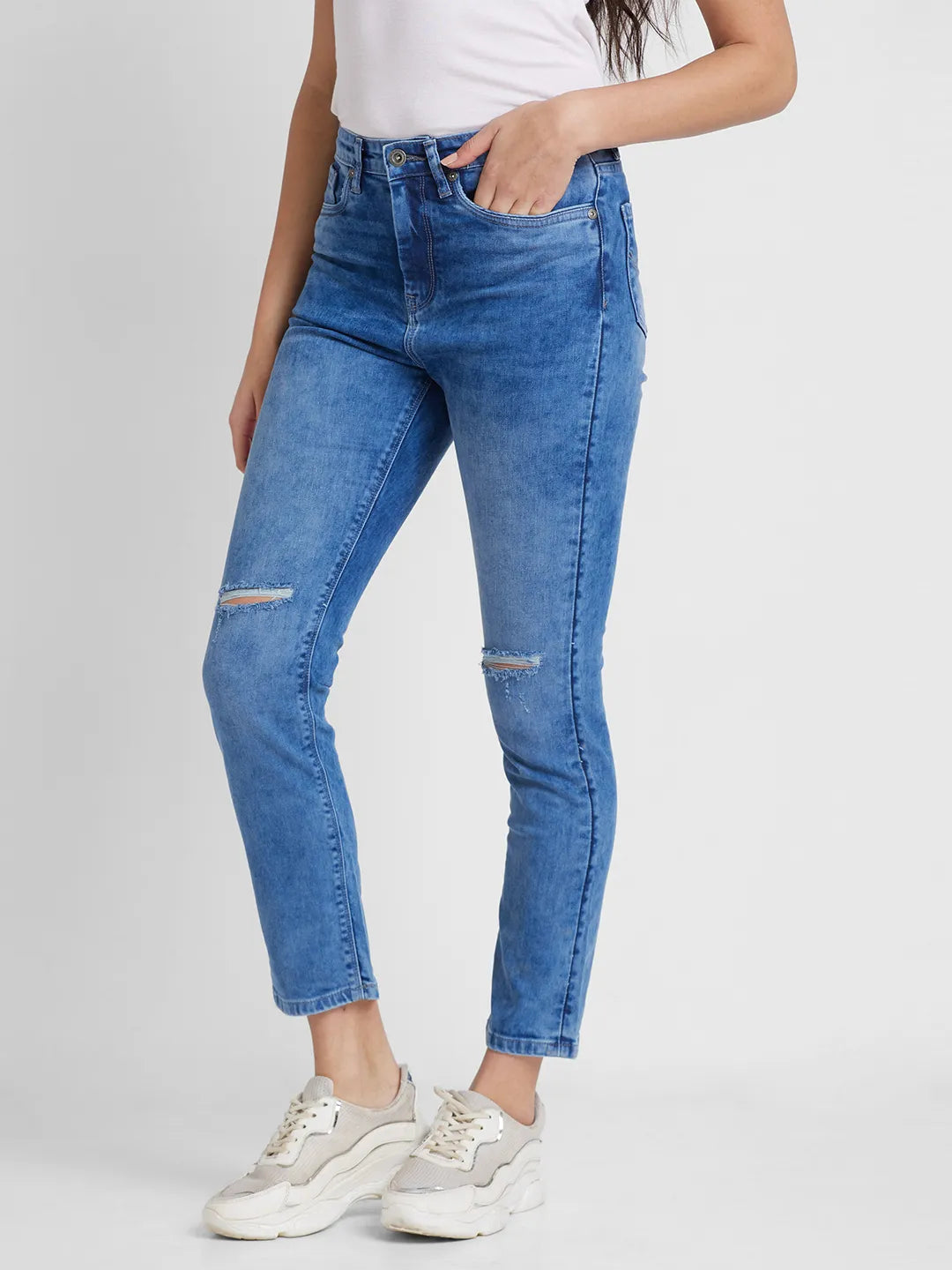 Being Human Clothing Women  Straight Fit Denim-Berry Blue