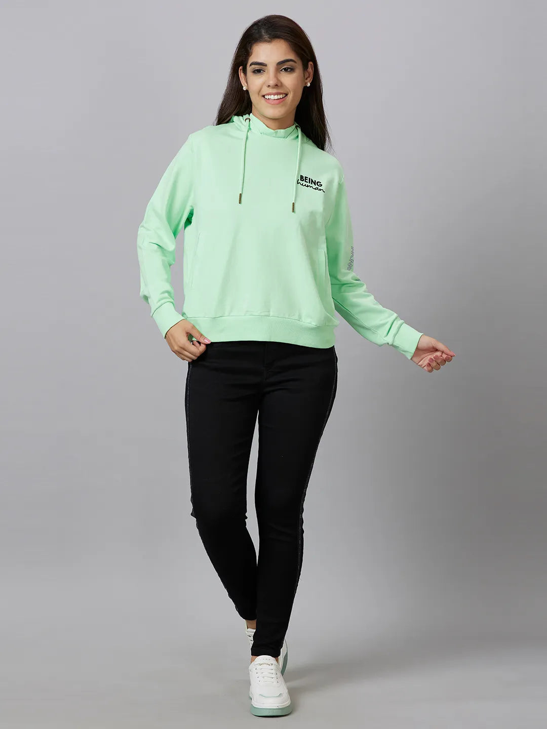 Being Human Clothing Women Mid Riseskinny Fit Denim-Charcoal Black