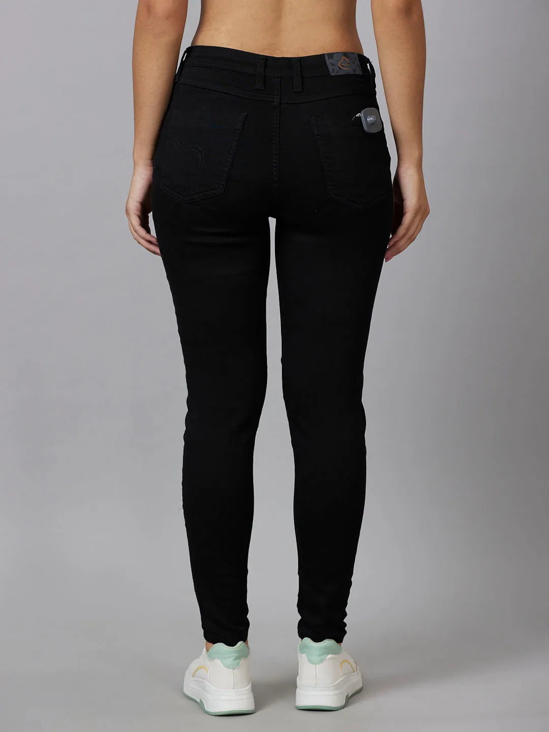 Being Human Clothing Women Mid Riseskinny Fit Denim-Charcoal Black