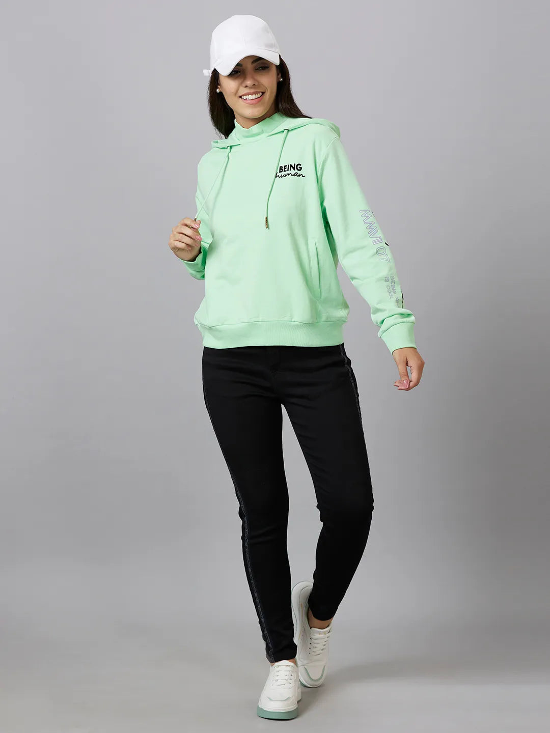 Being Human Clothing Women Mid Riseskinny Fit Denim-Charcoal Black