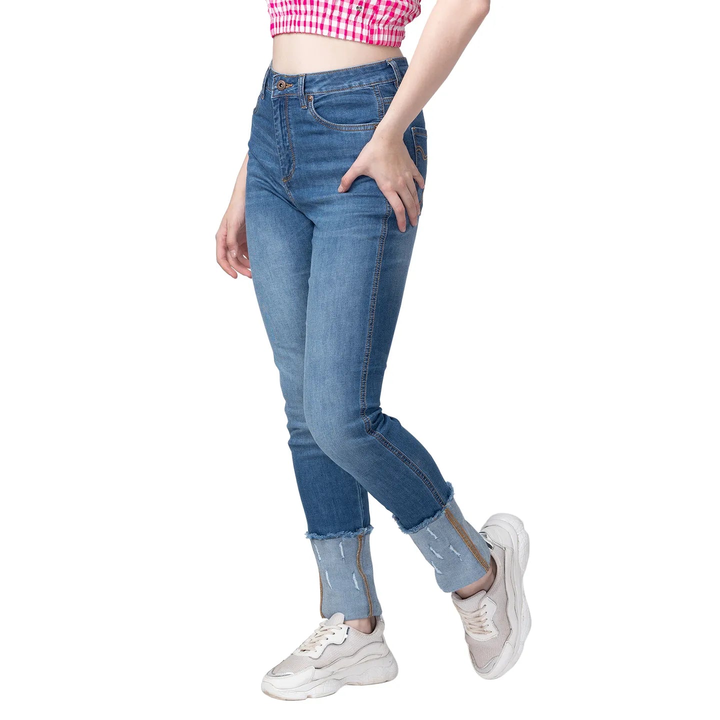 Being Human Clothing Women  Straight Fit Denim-Mid Blue Tone