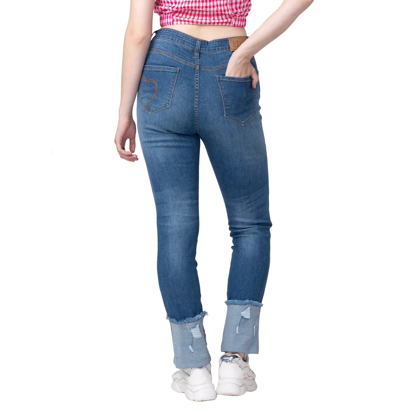 Being Human Clothing Women  Straight Fit Denim-Mid Blue Tone