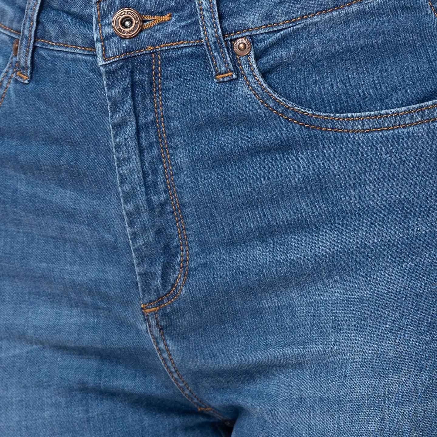 Being Human Clothing Women  Straight Fit Denim-Mid Blue Tone