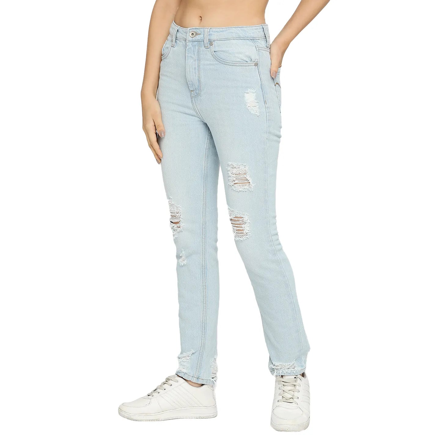 Being Human Clothing Women  Straight Fit Denim-Ice Blue