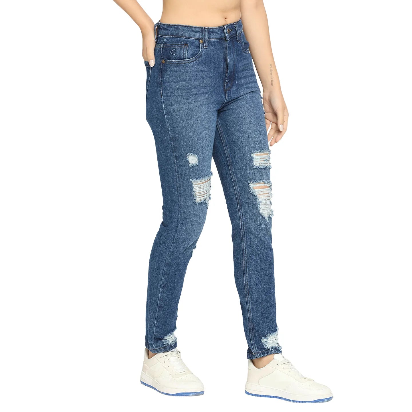 Being Human Clothing Women  Straight Fit Denim-Mid Blue
