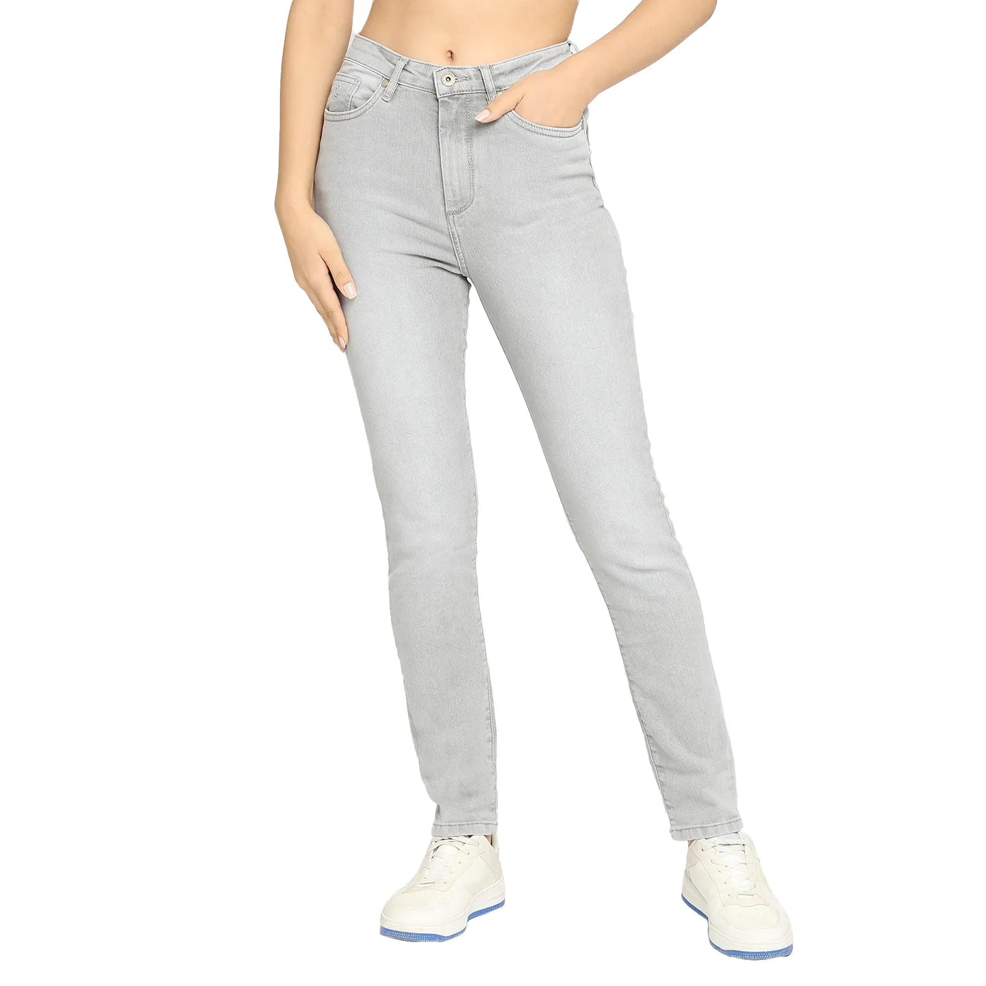 Being Human Clothing Women  Straight Fit Denim-Ice Grey