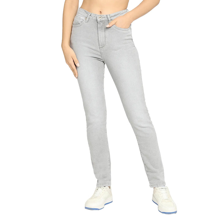 Grey High Rise Straight Fit Women's Denims By Being Human Clothing