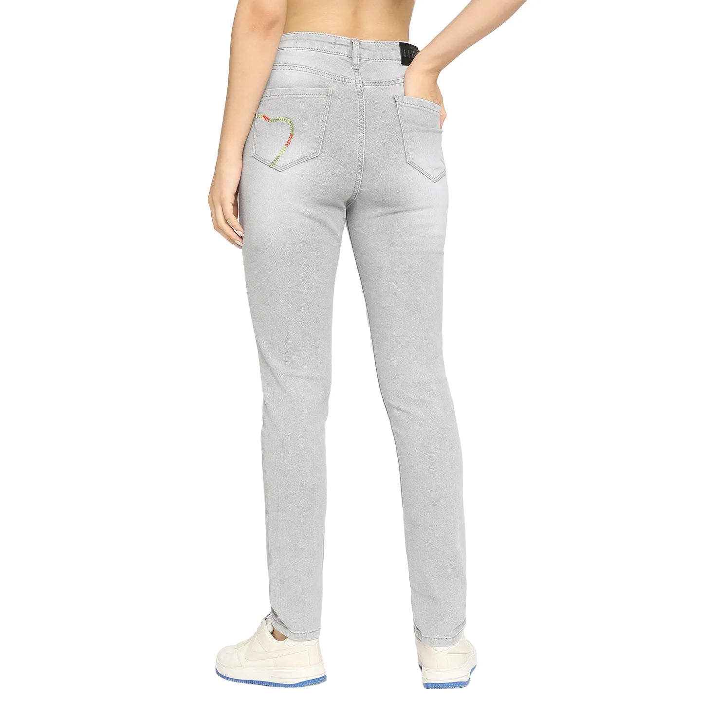 Being Human Clothing Women  Straight Fit Denim-Ice Grey
