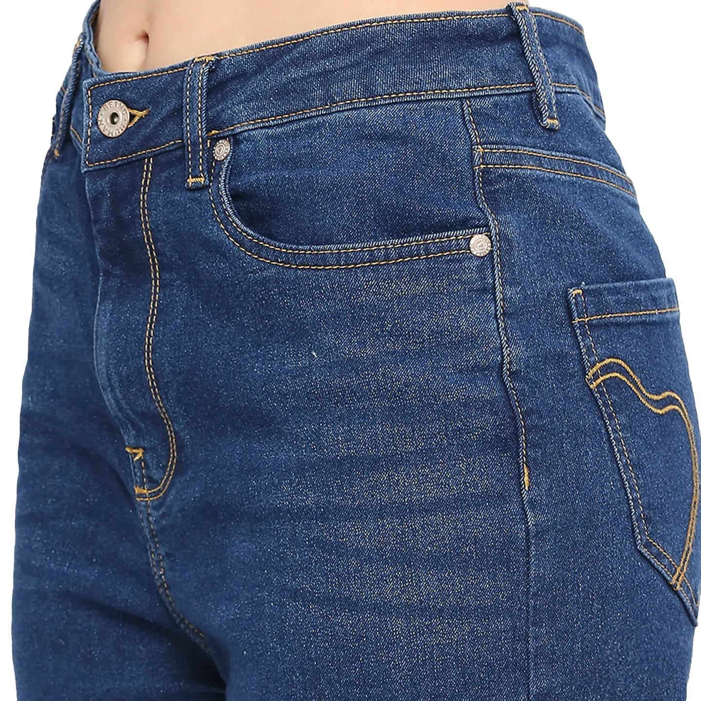 Being Human Clothing Women  Wide Leg Bottom Denim-Mid Blue