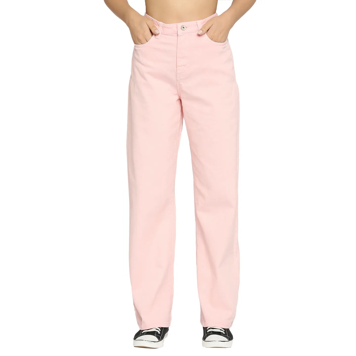 Being Human Clothing Women  Wide Leg Bottom Denim-Coral Pink