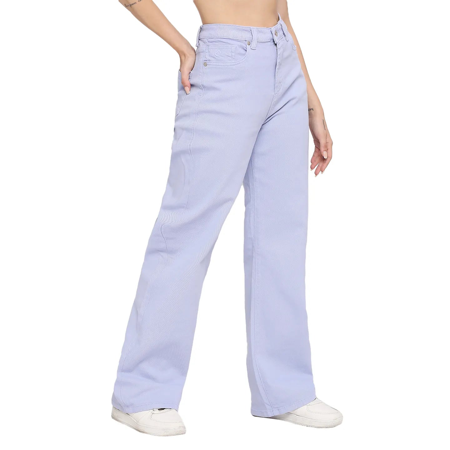 Being Human Clothing Women  Wide Leg Bottom Denim-Sand Verbena