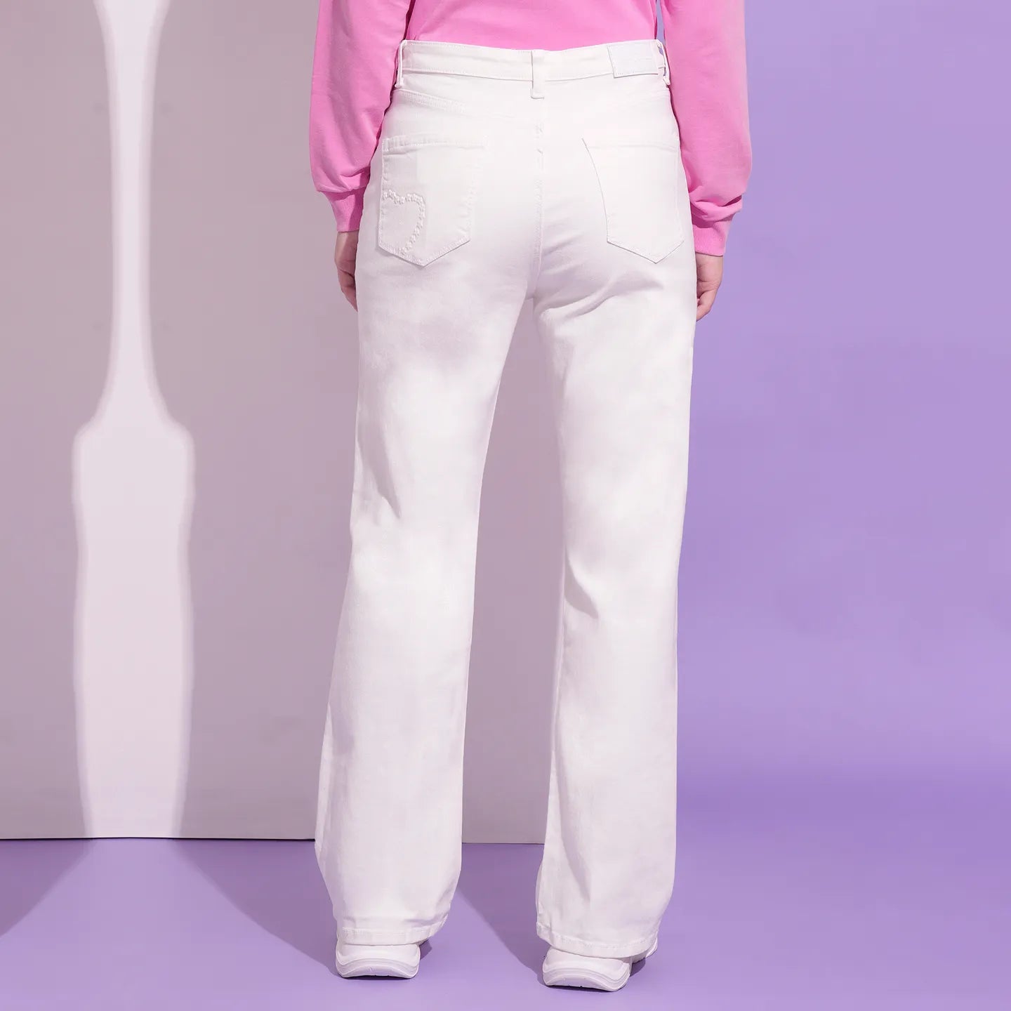 Being Human Clothing Women  Wide Leg Bottom Denim-White