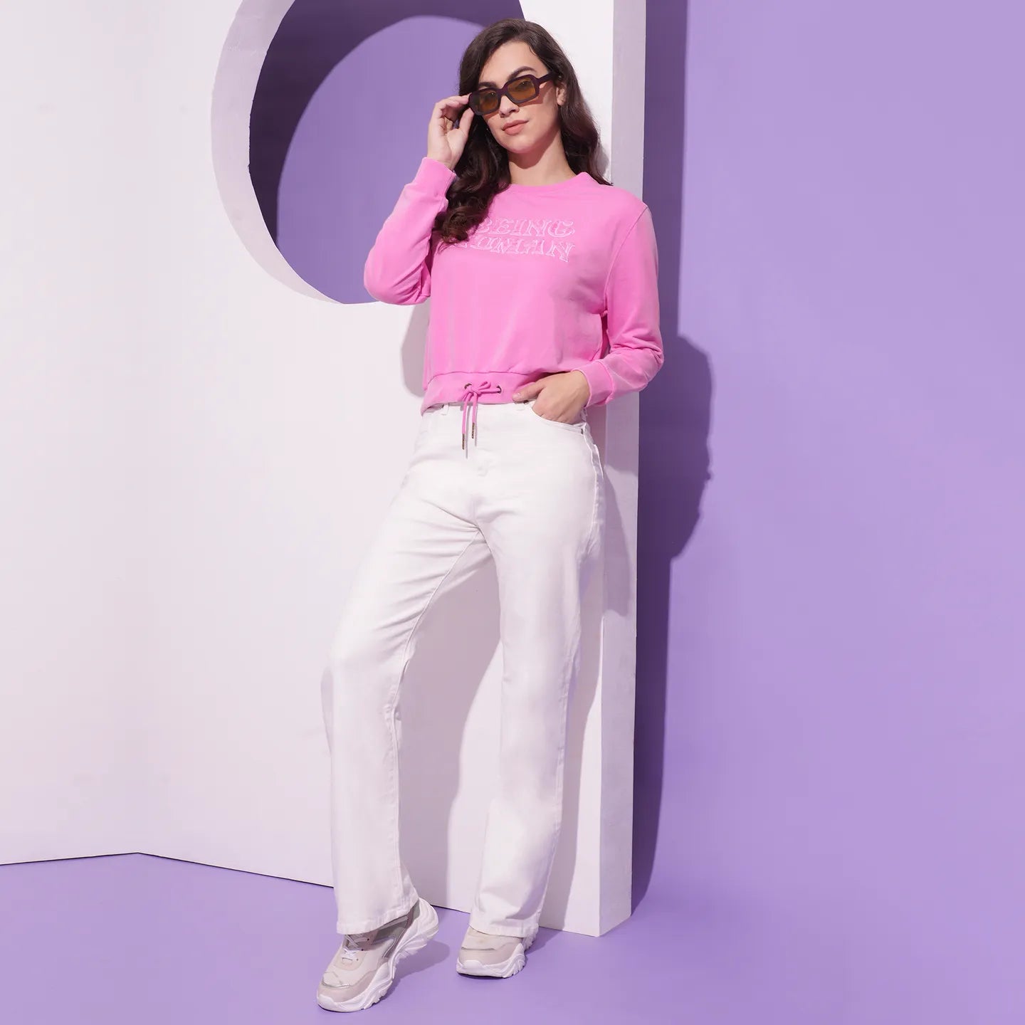 Being Human Clothing Women  Wide Leg Bottom Denim-White