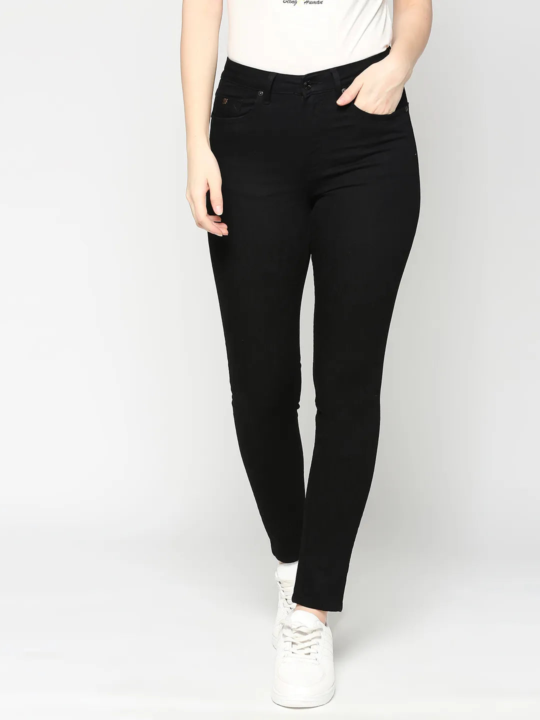 Being Human Clothing Women Mid Rise Skinny Fit None Denim Black