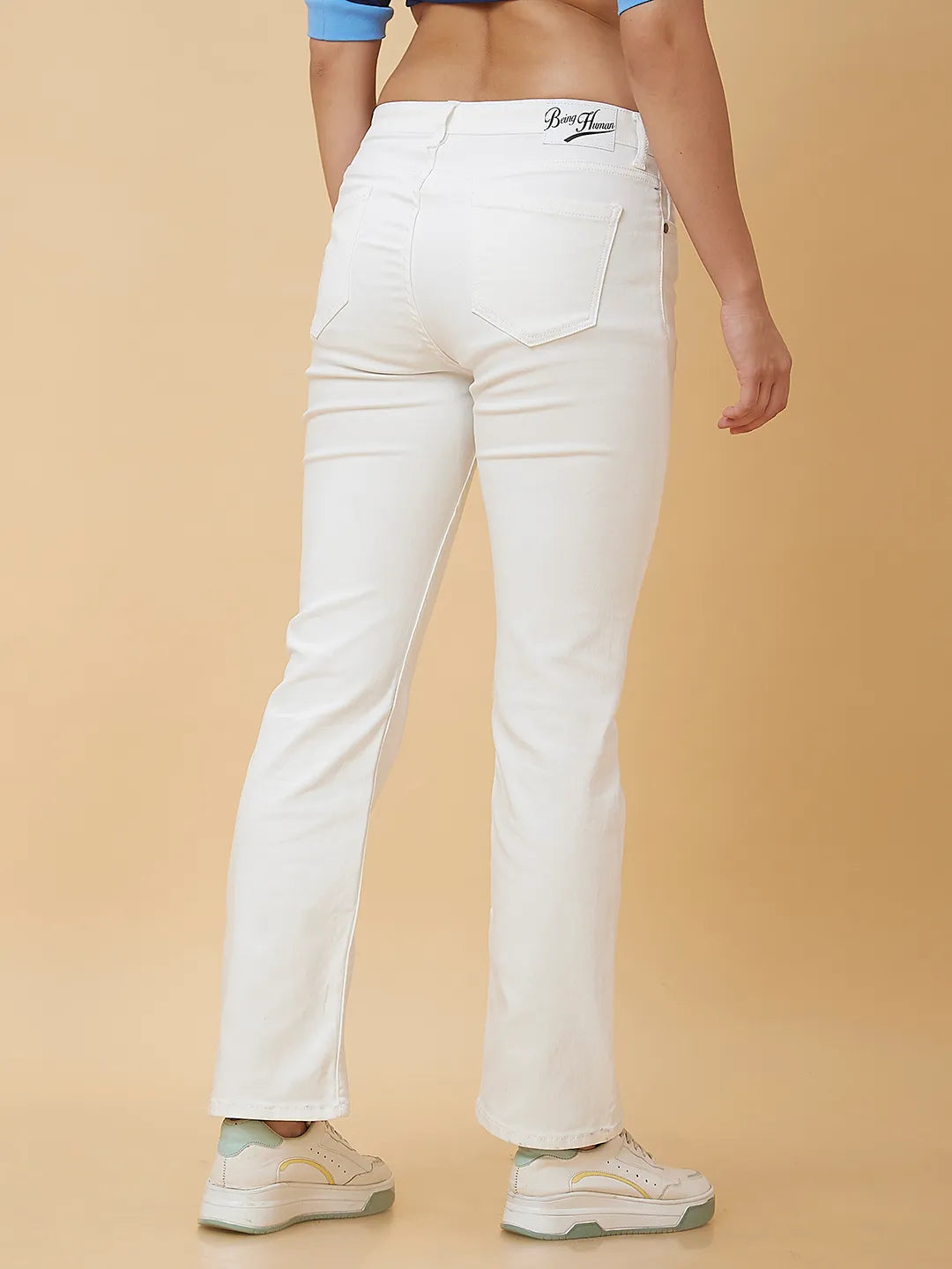 Being Human Clothing Women Boot Cut Fit Denim-White