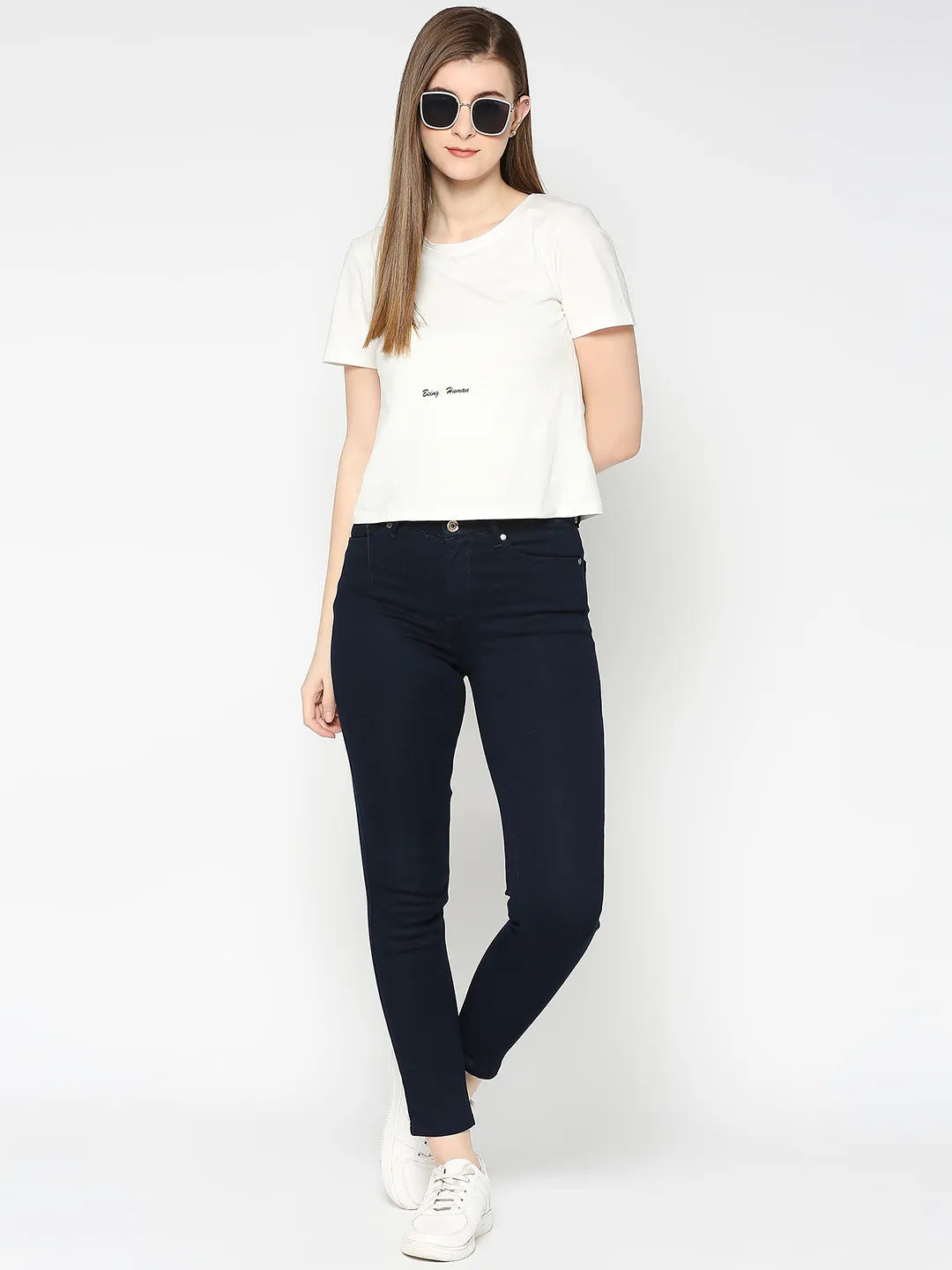 Being Human Clothing Women Mid Rise Skinny Fit None Denim Dk Wash