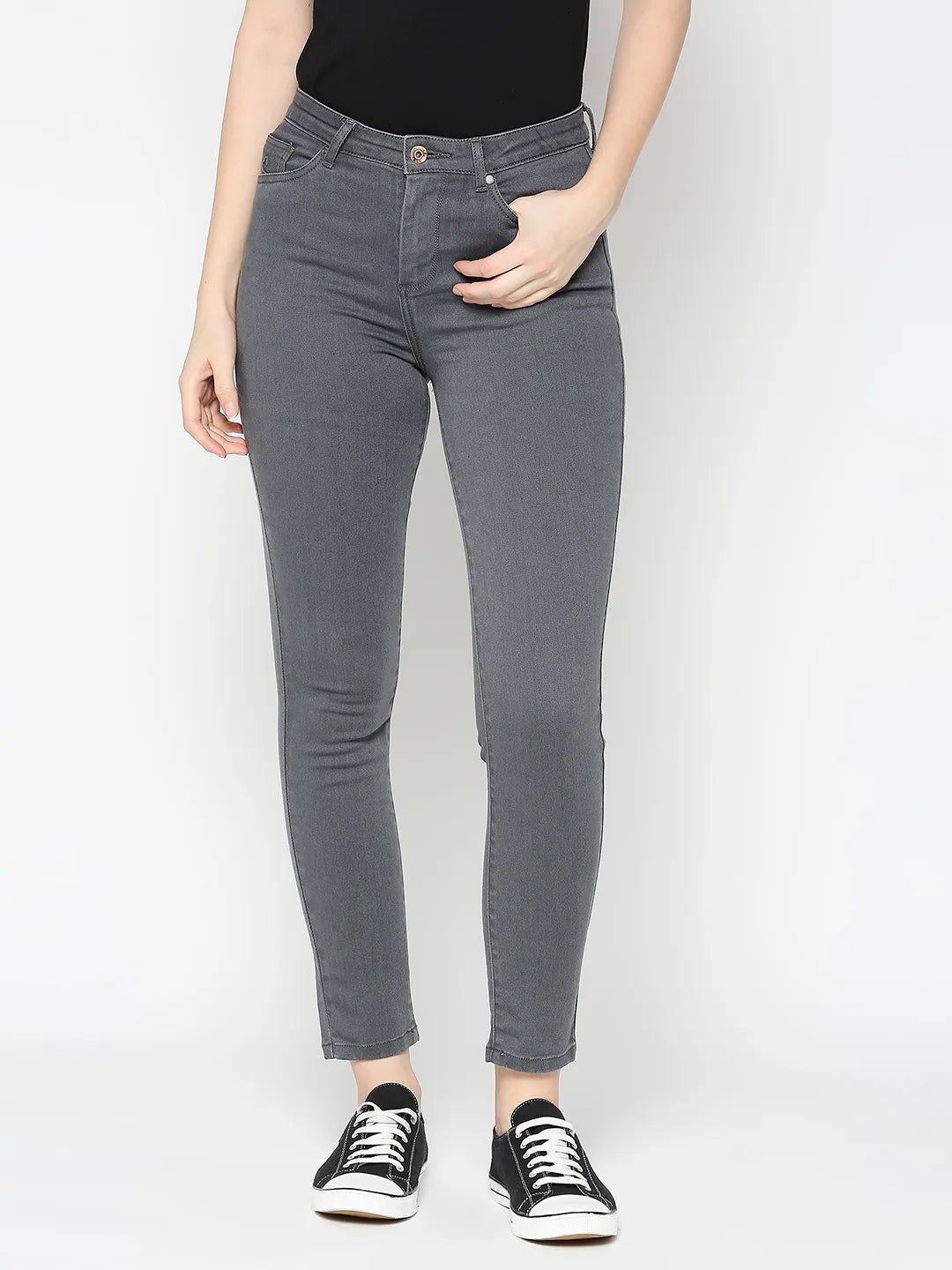 Being Human Clothing Women Mid Rise Skinny Fit Trousers Grey