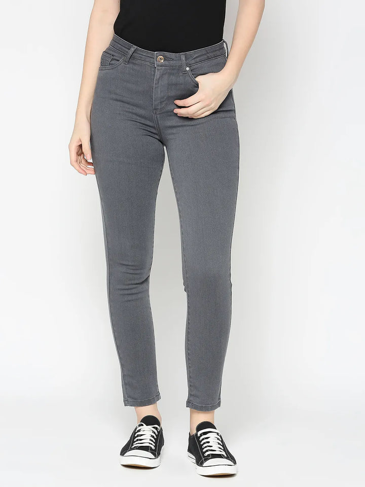 Grey Mid Rise Skinny Fit Women's Denim By Being Human Clothing