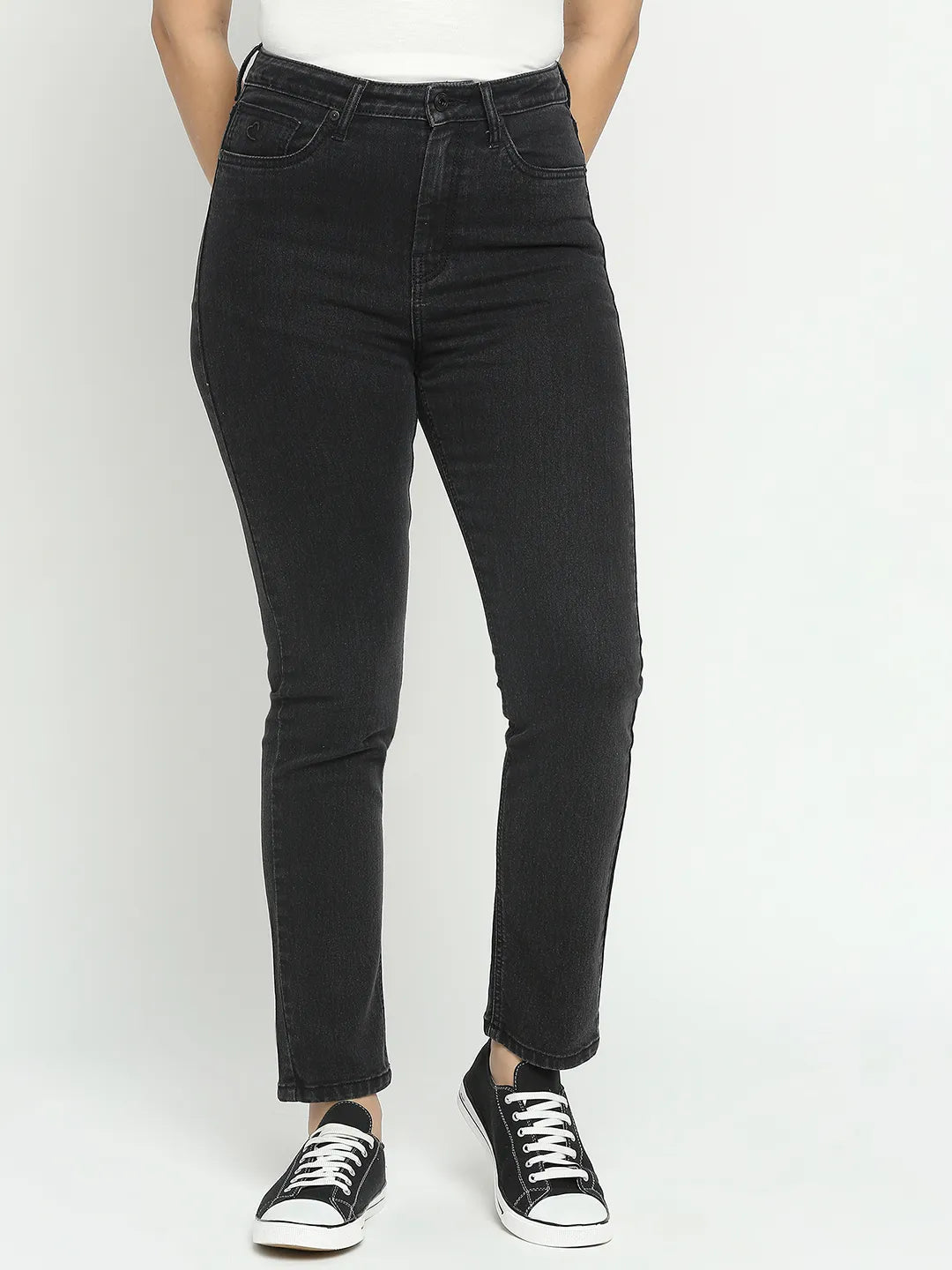 Being Human Clothing Women High Rise Straight Fit None Denim Black