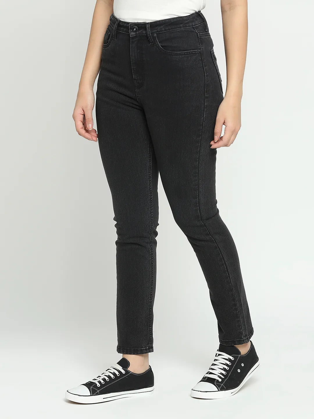 Being Human Clothing Women High Rise Straight Fit None Denim Black