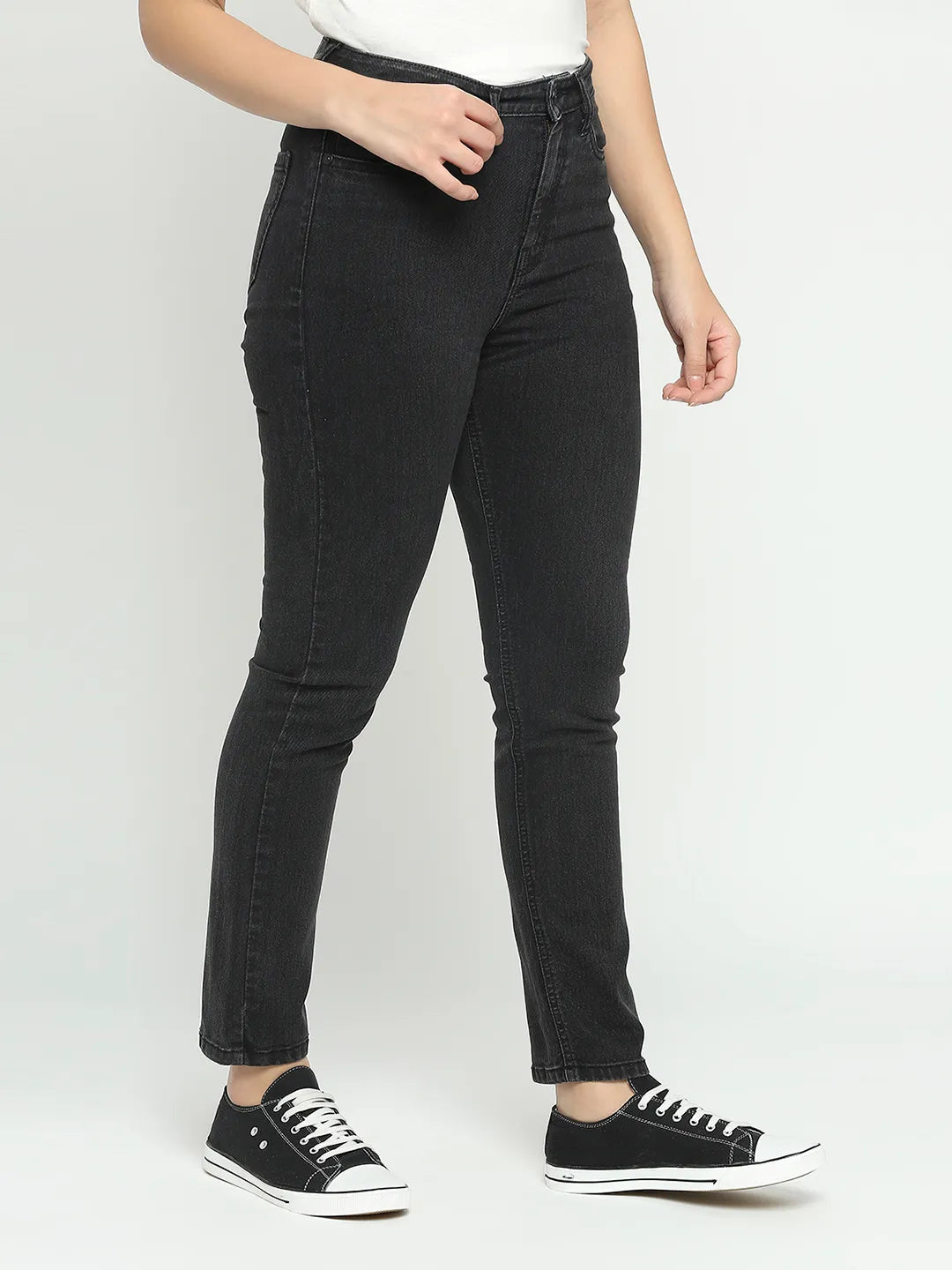 Being Human Clothing Women High Rise Straight Fit None Denim Black