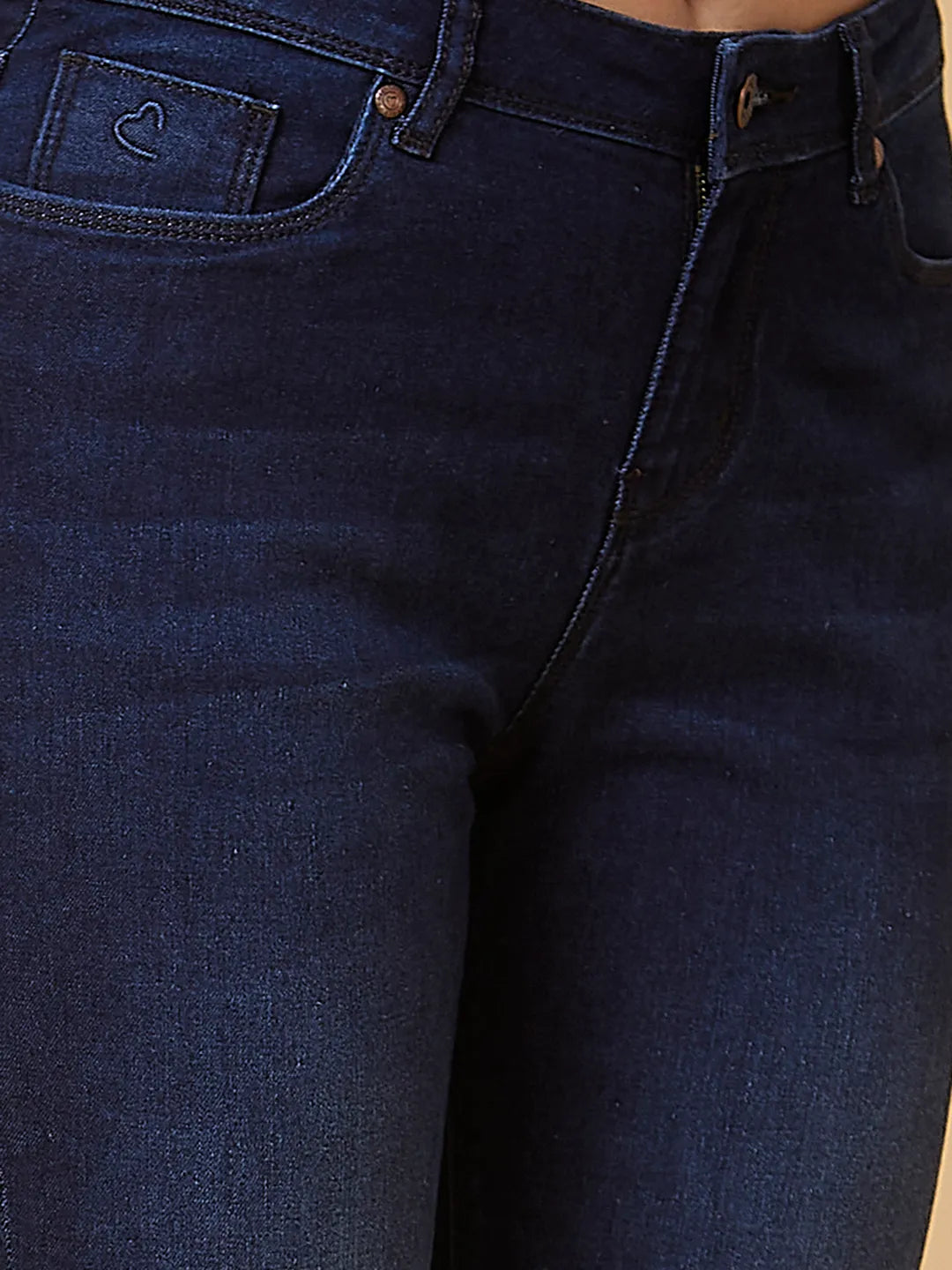 Being Human Clothing Women Mid Rise Boot Cut Fit None Denim Dk Wash