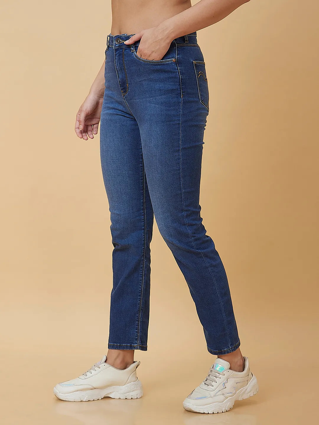 Being Human Clothing Women Slim Straight Fit None Sweatshirt Dk Wash