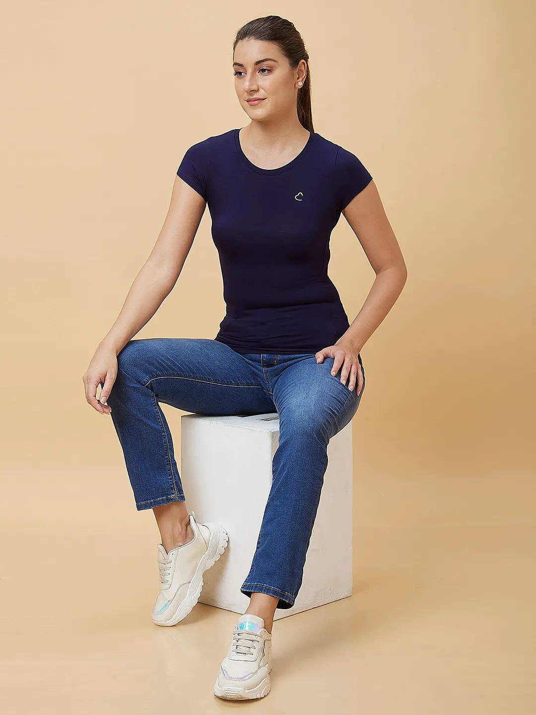 Being Human Clothing Women Slim Straight Fit None Sweatshirt Dk Wash