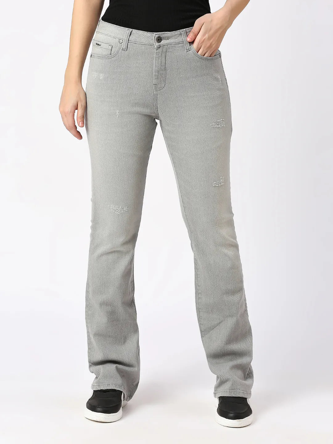 Being Human Clothing Women Boot Cut Mid Rise Fit Denim-Grey Wash