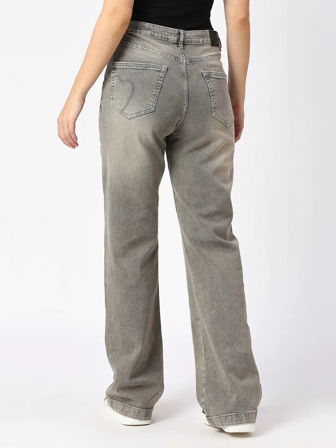 Being Human Clothing Women Wide Flare Leg High Rise Fit Denim-Grey Wash