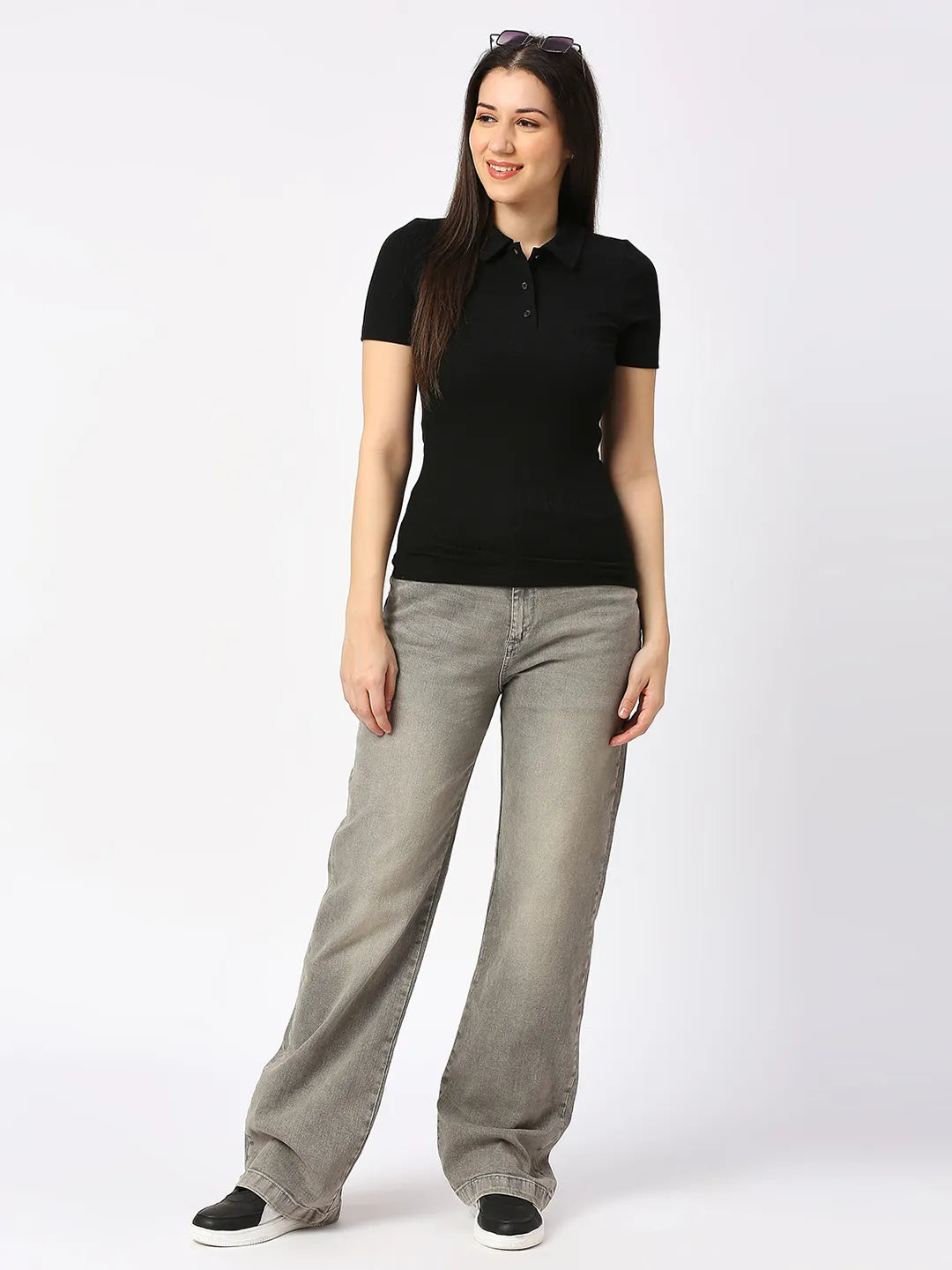 Being Human Clothing Women Wide Flare Leg High Rise Fit Denim-Grey Wash