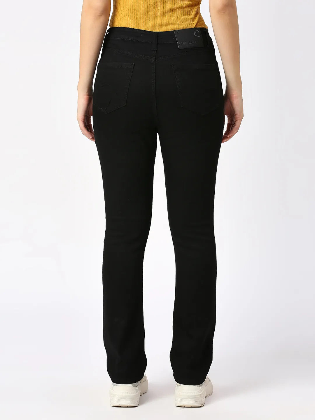 Being Human Clothing Women Slim Straight High Rise Fit Denim-Raw Black